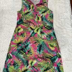 Tommy Bahama  Golf Pink and Green Tropical Zip-Up dress size small